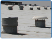 RF-76 rooftop blower installation for ventilation of production halls